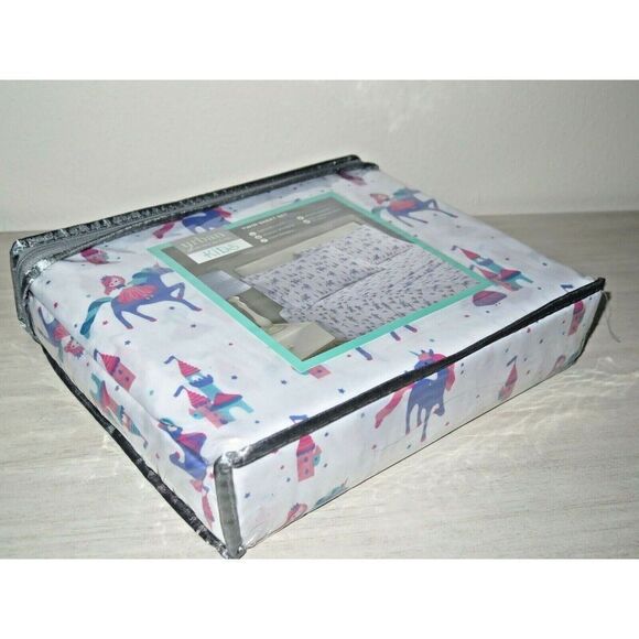 Urban Domain Kids 3 Pc Twin Sheet Set Unicorns Elsa Pink Purple White $60 - Picture 3 of 6